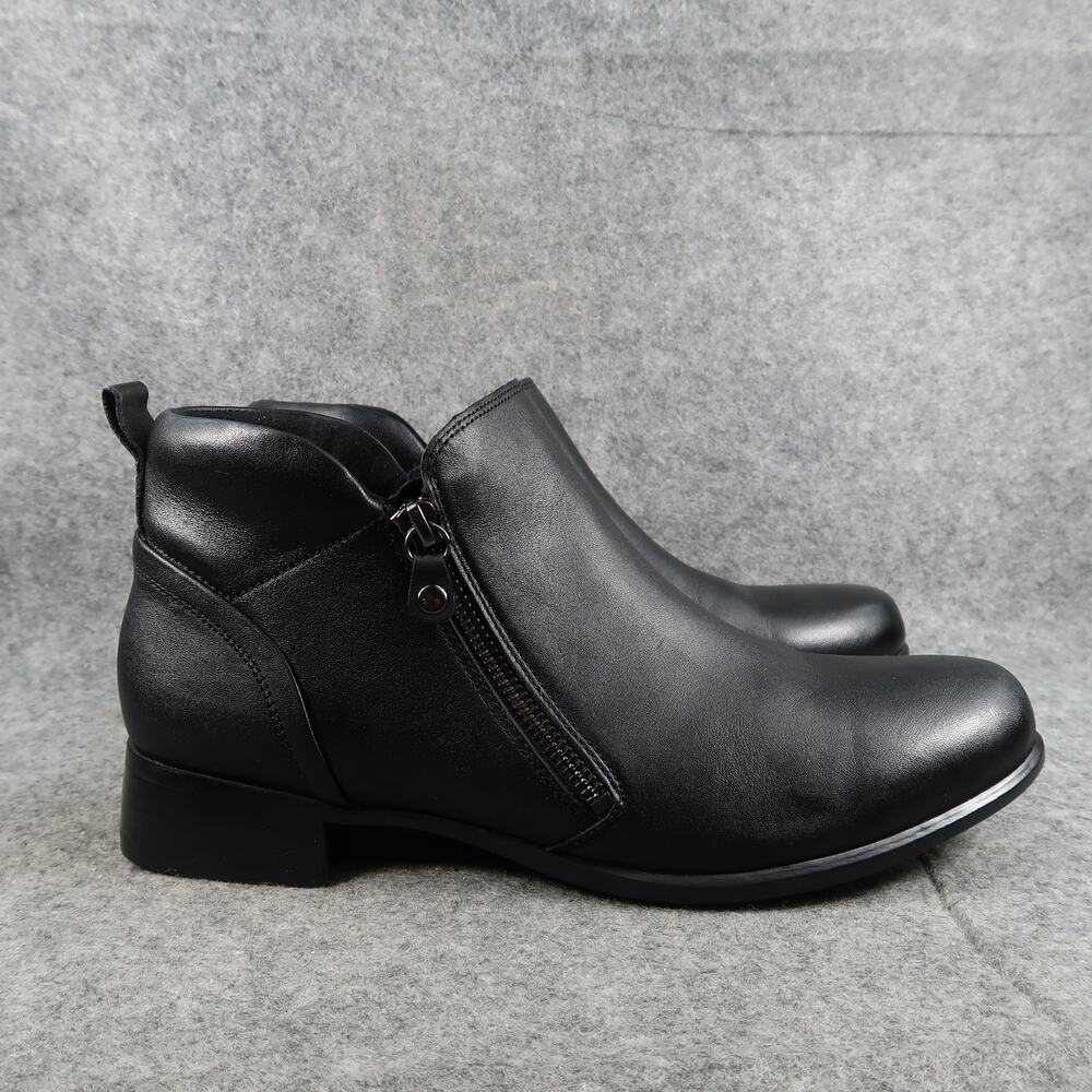 Munro Shoes Womens 11 Ankle Boots Leather Black Fashion Comfort Block Heel Zip